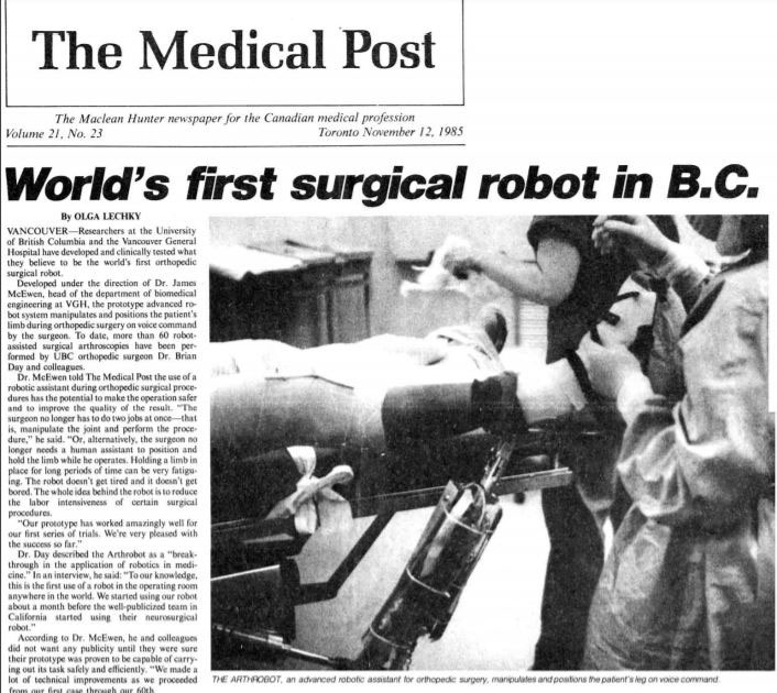 first robotic surgery in world