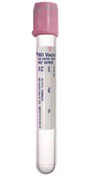 blood sample collection tube with pink cap