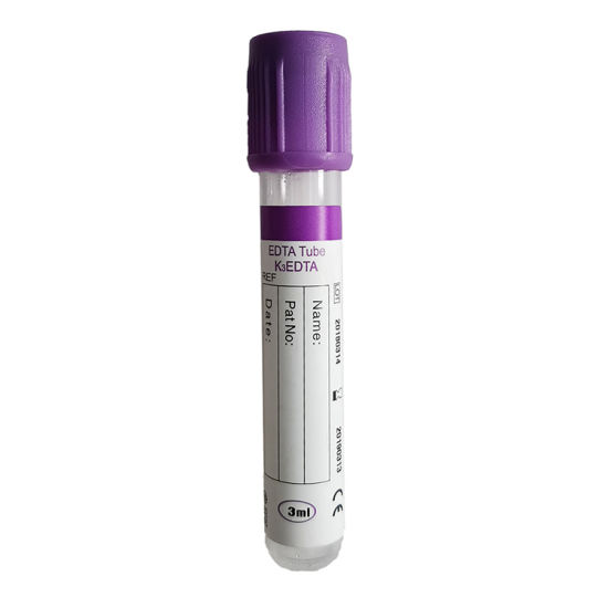 blood sample collection tube with purple cap